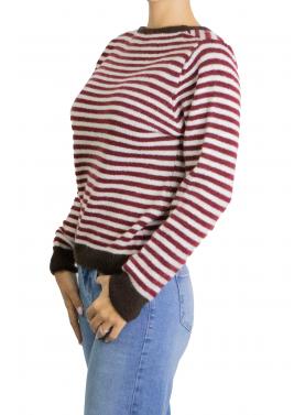 Maglioncino a righe con bordi a contrasto girocollo